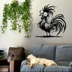 Black Rooster Wall Decal